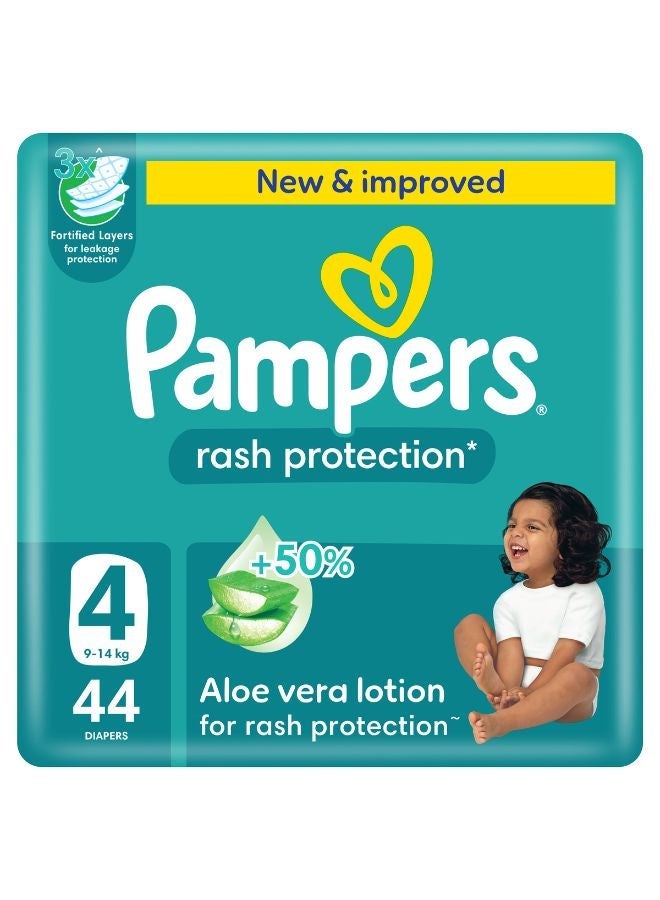 pampers Rash Protection Size 4 Taped Diapers 9-14 Kg Jumbo Pack 44 Count